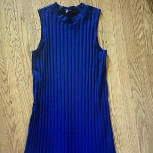 Eileen Fisher Royal Blue Pleated Sleeveless Mini Dress